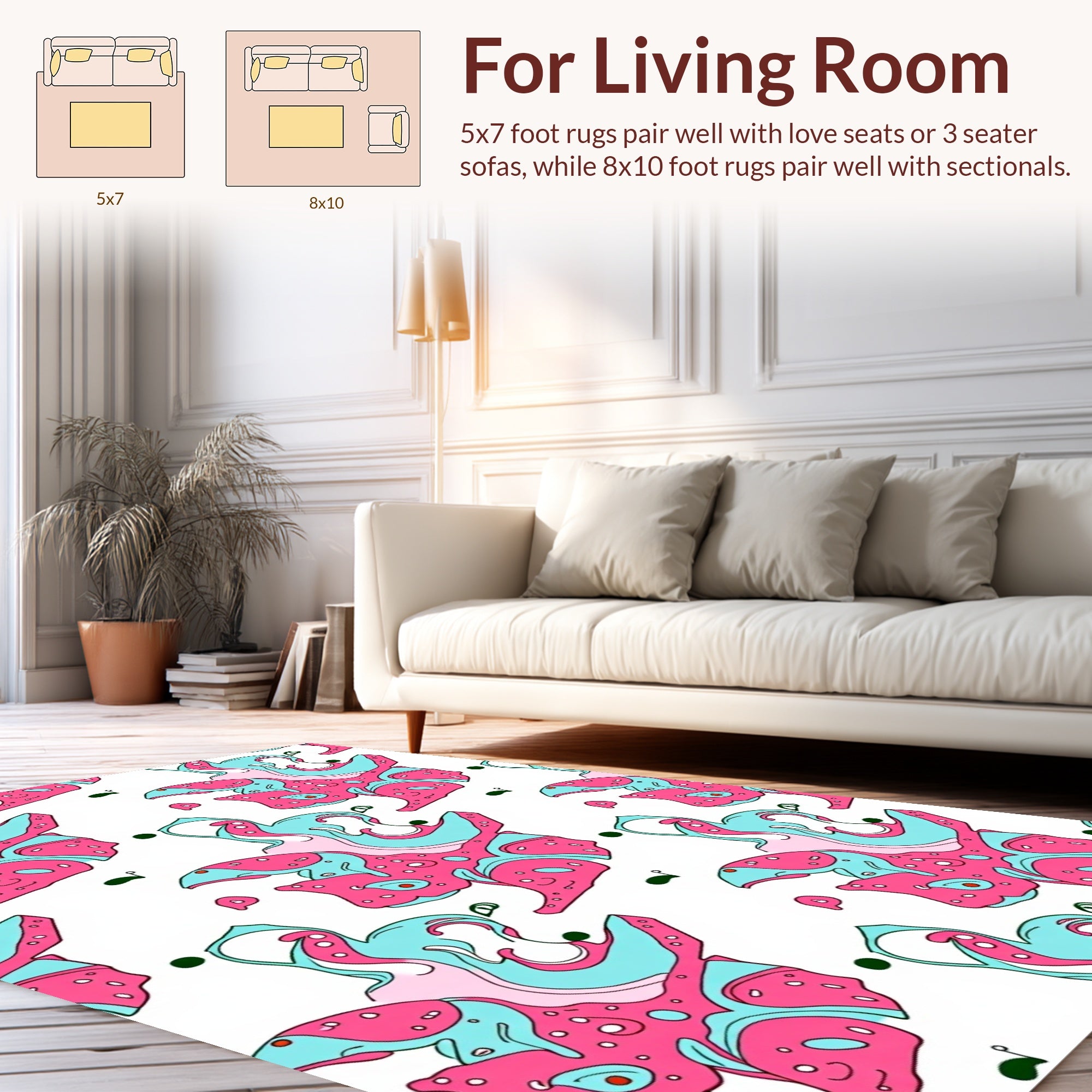 Abstract Pink Blue Swirls Pattern Rug