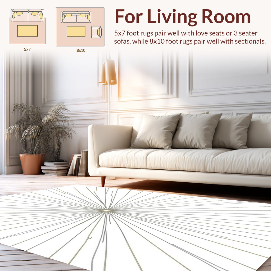 Radiating Thin Line Starburst Pattern Rug