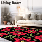 Crimson Cardinal Floral Garland Rug