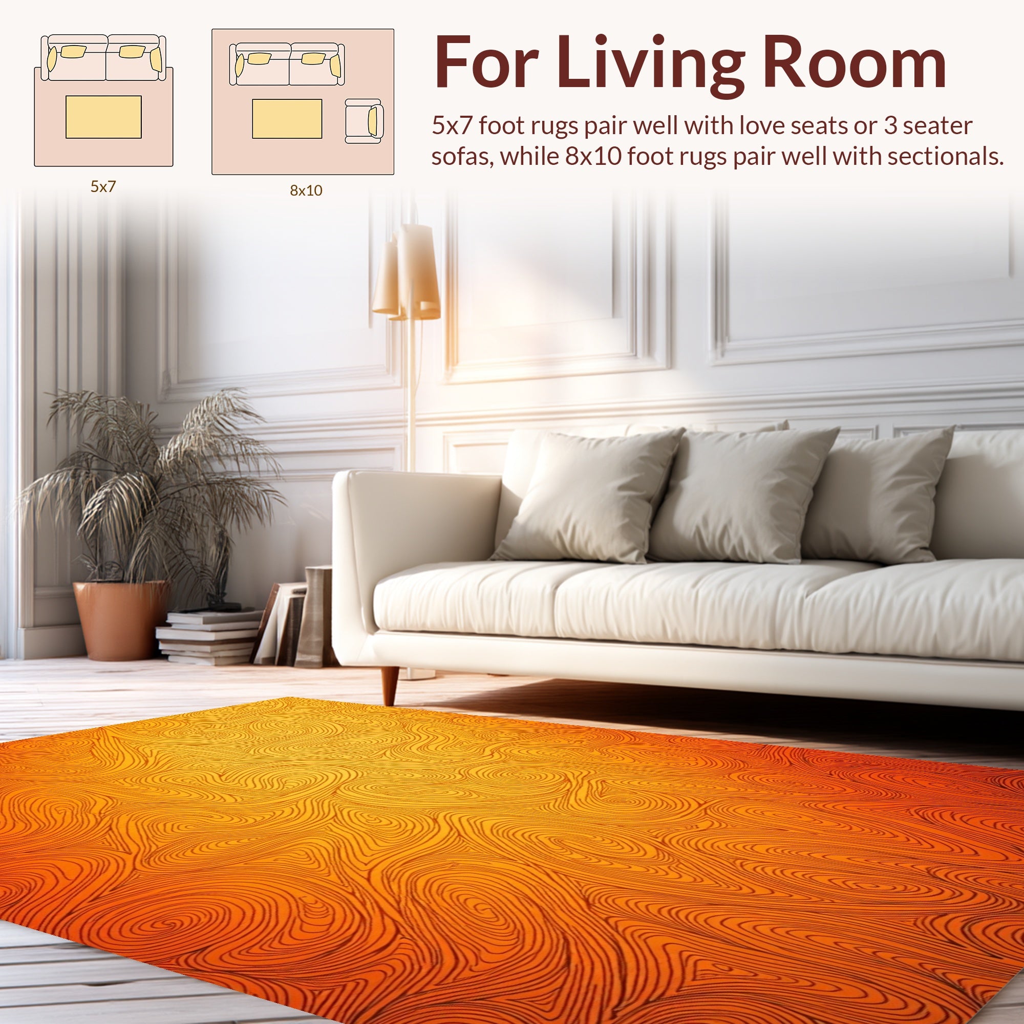 Warm Swirl Line Art Pattern Rug