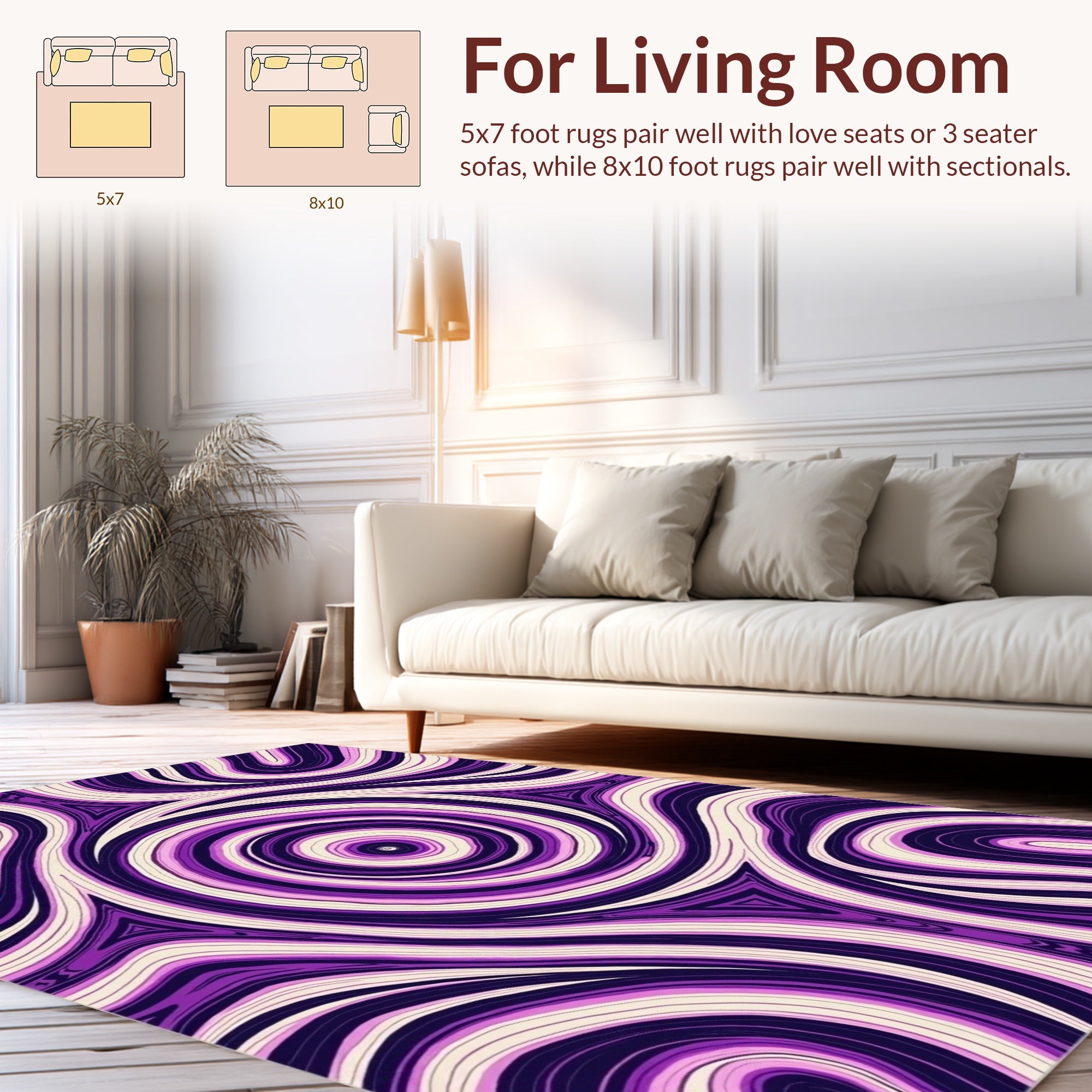 Purple Swirl Abstract Patterned Rug