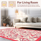 Bold Red Swirl Floral Pattern Rug