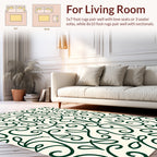 Dark Green Vine Swirl Pattern Rug