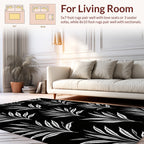 Elegant White Leaf Pattern Rug