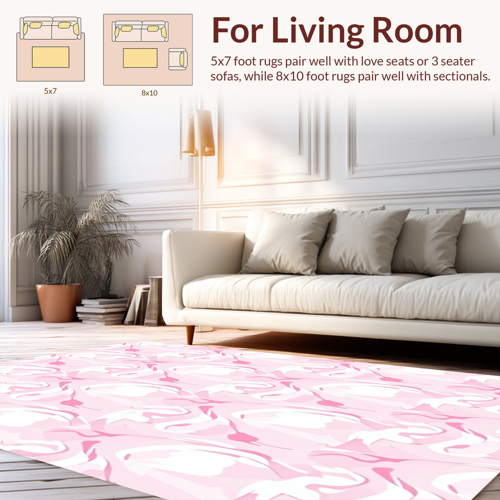 Abstract Pink Swirl Organic Pattern Rug