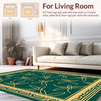 Emerald Gold Floral Pattern Rug