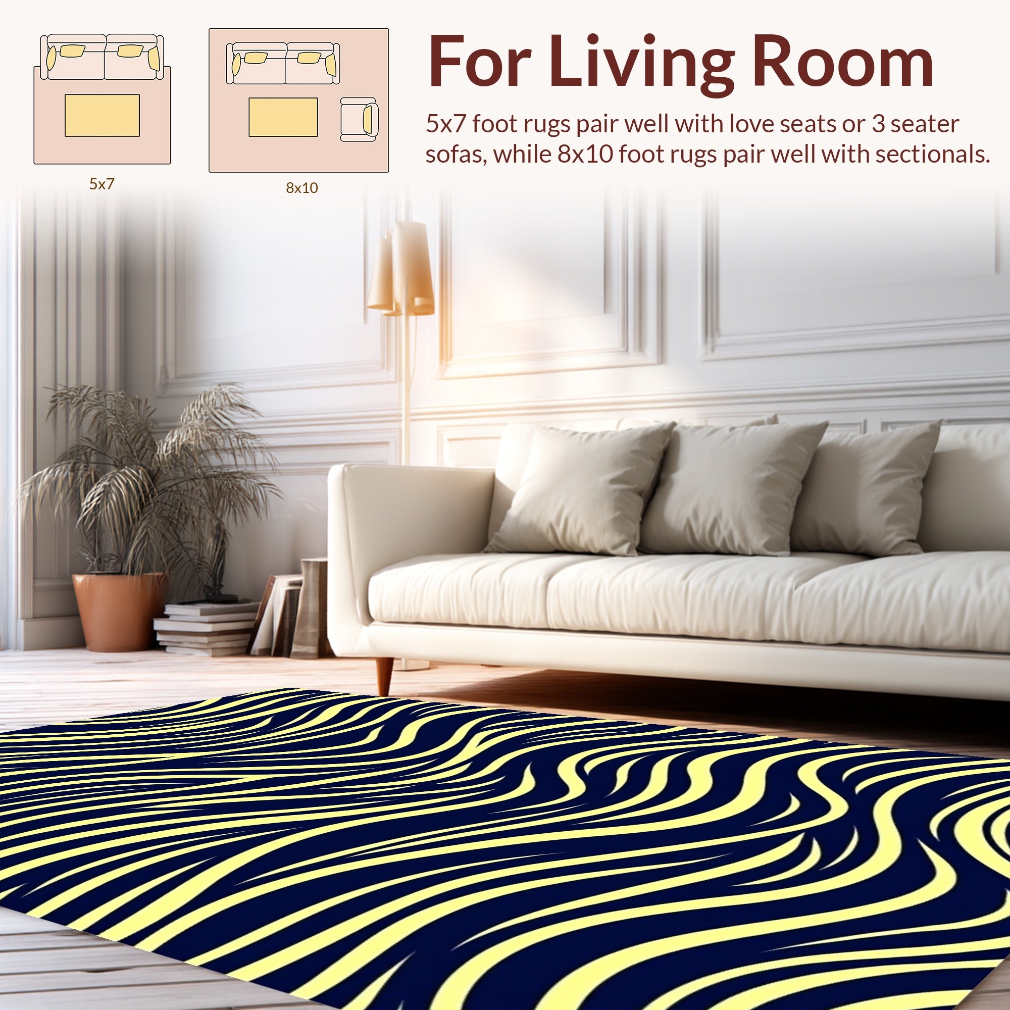 Bold Wavy Stripe Pattern Design Rug