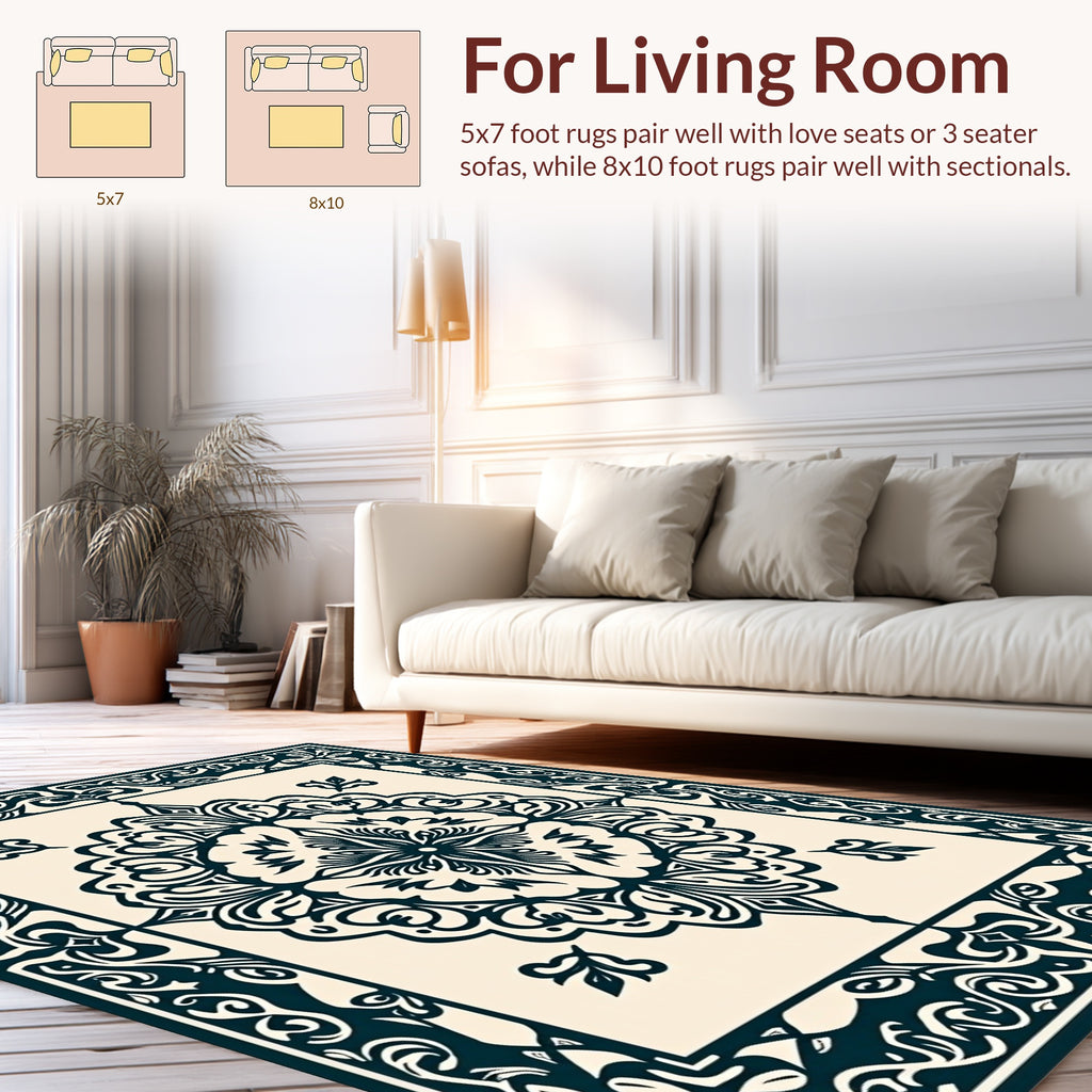 Damask With Intricate Symmetry Pattern Rug