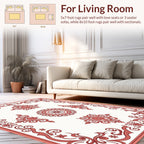 Elaborate Floral Scrollwork Red Design Rug