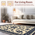 Vintage Floral Motif Navy Rug