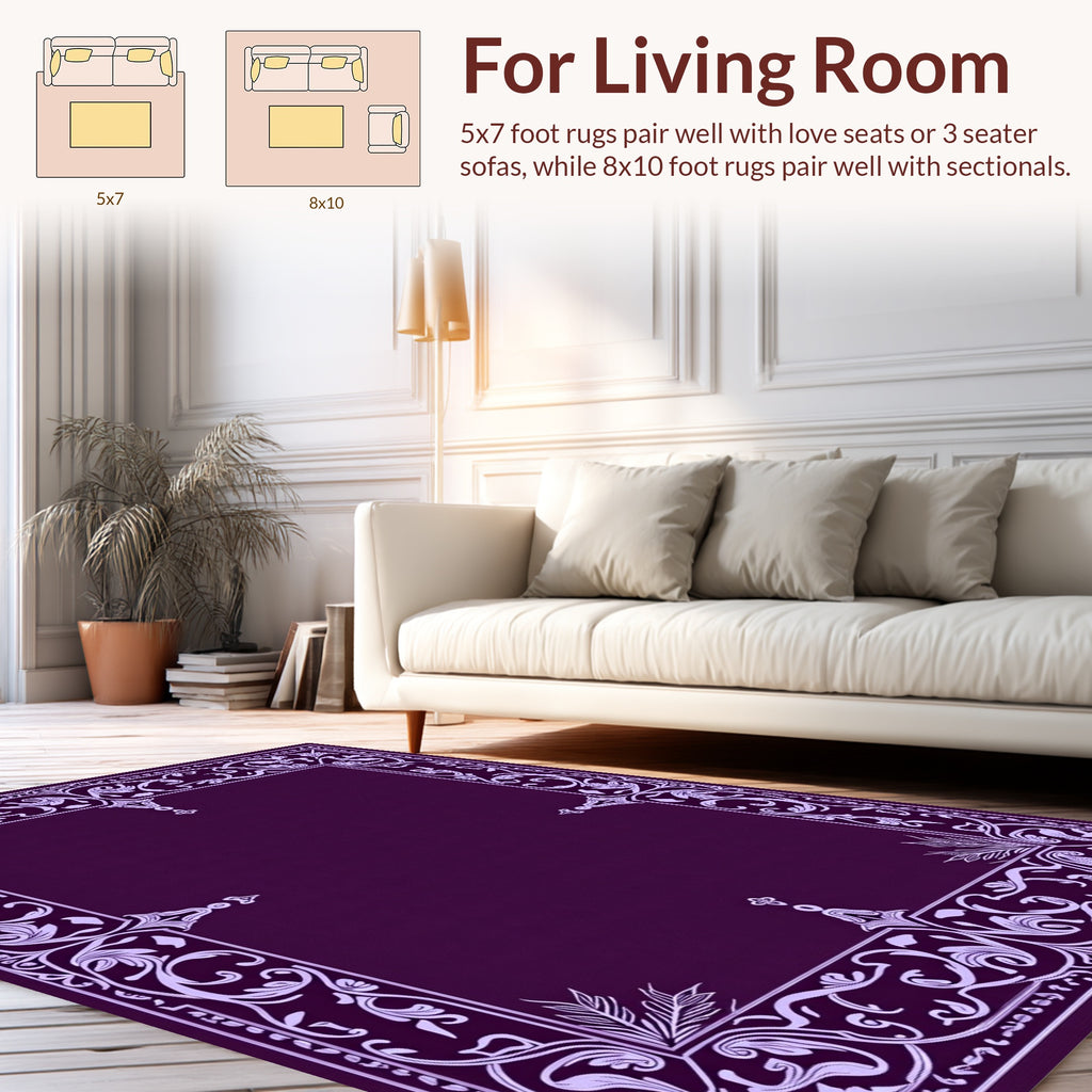 Ornate Floral Border Design Rug