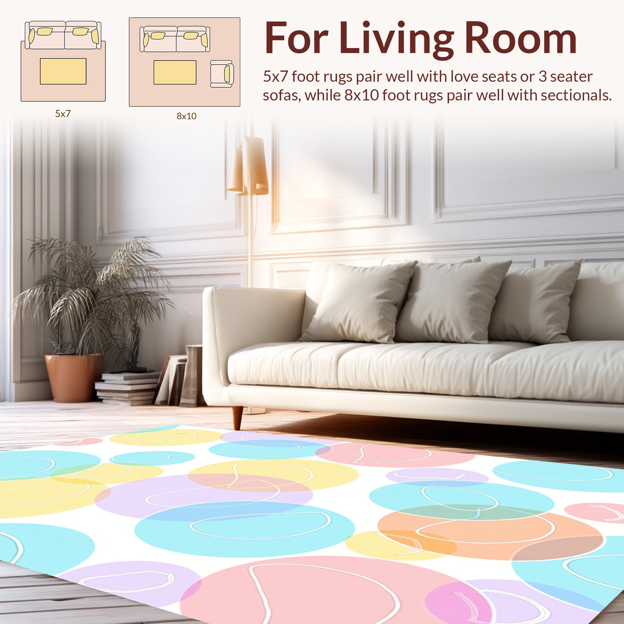 Pastel Circles With White Outline Pattern Rug
