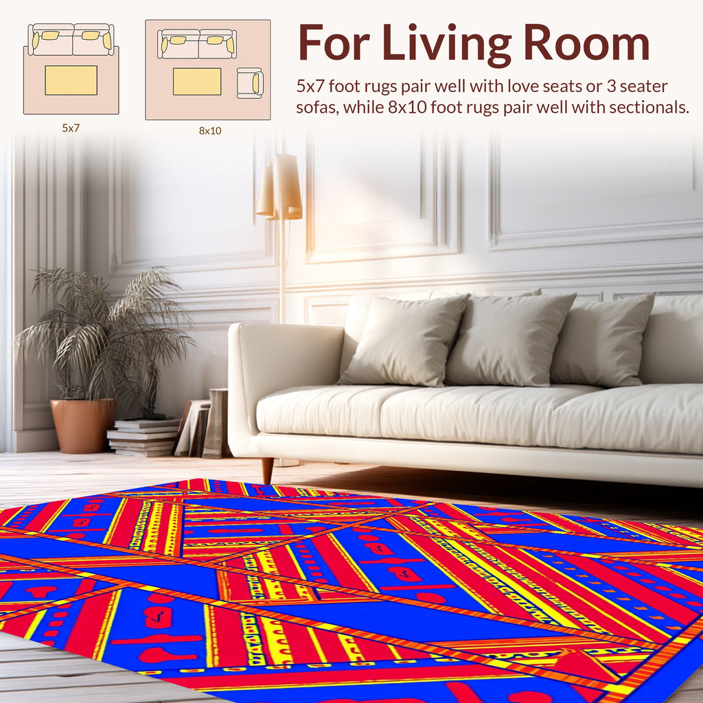 Bold Geometric Stripe And Shape Rug