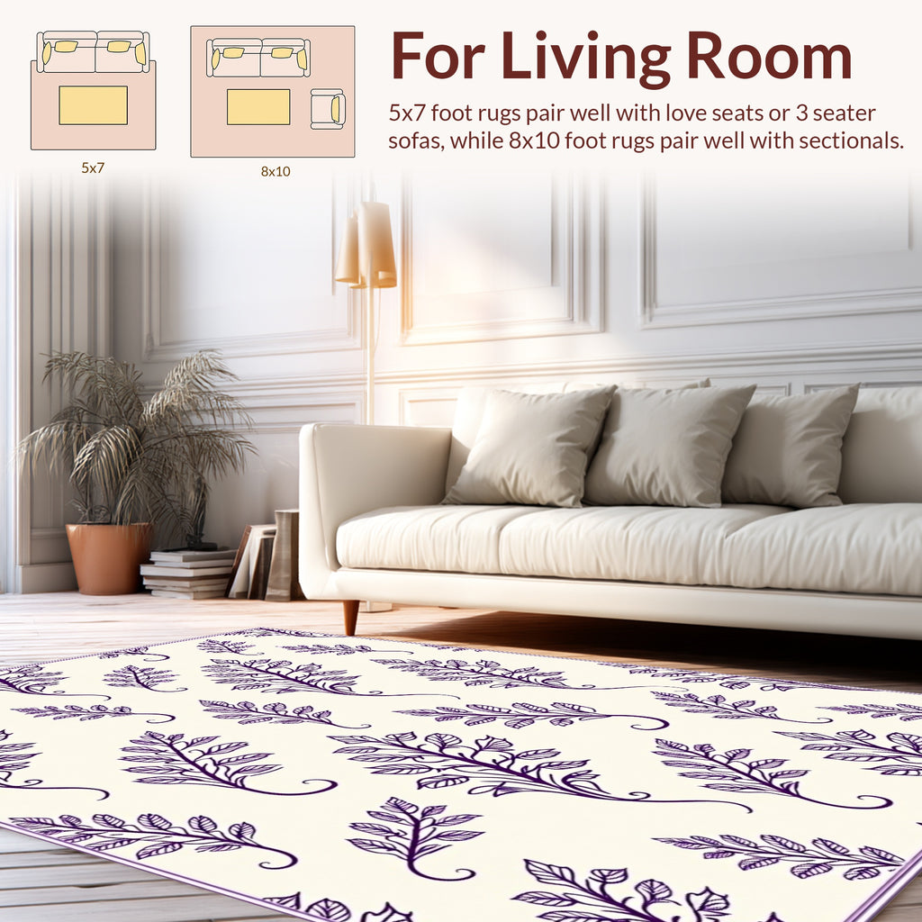 Regal Purple Leaf Pattern Rug