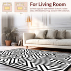 Abstract Labyrinth Black White Pattern Design Rug