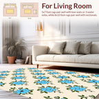 Light Blue Flourish Floral Pattern Rug