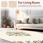 Brown Green Floral Scroll Medallion Rug