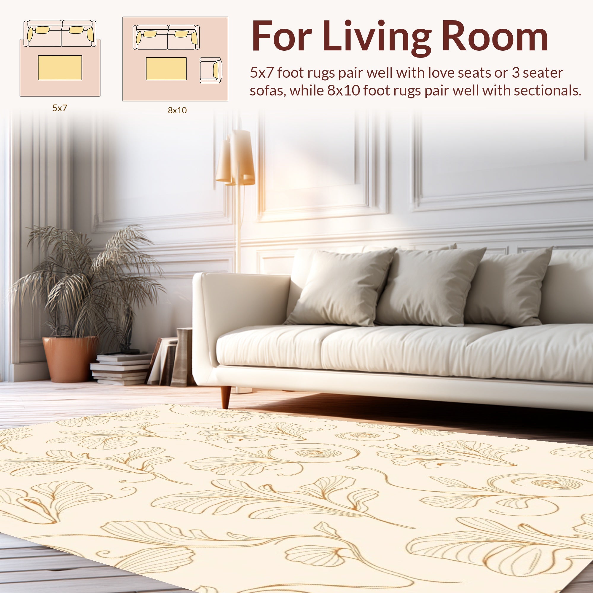 Elegant Botanical Swirls Pattern Rug