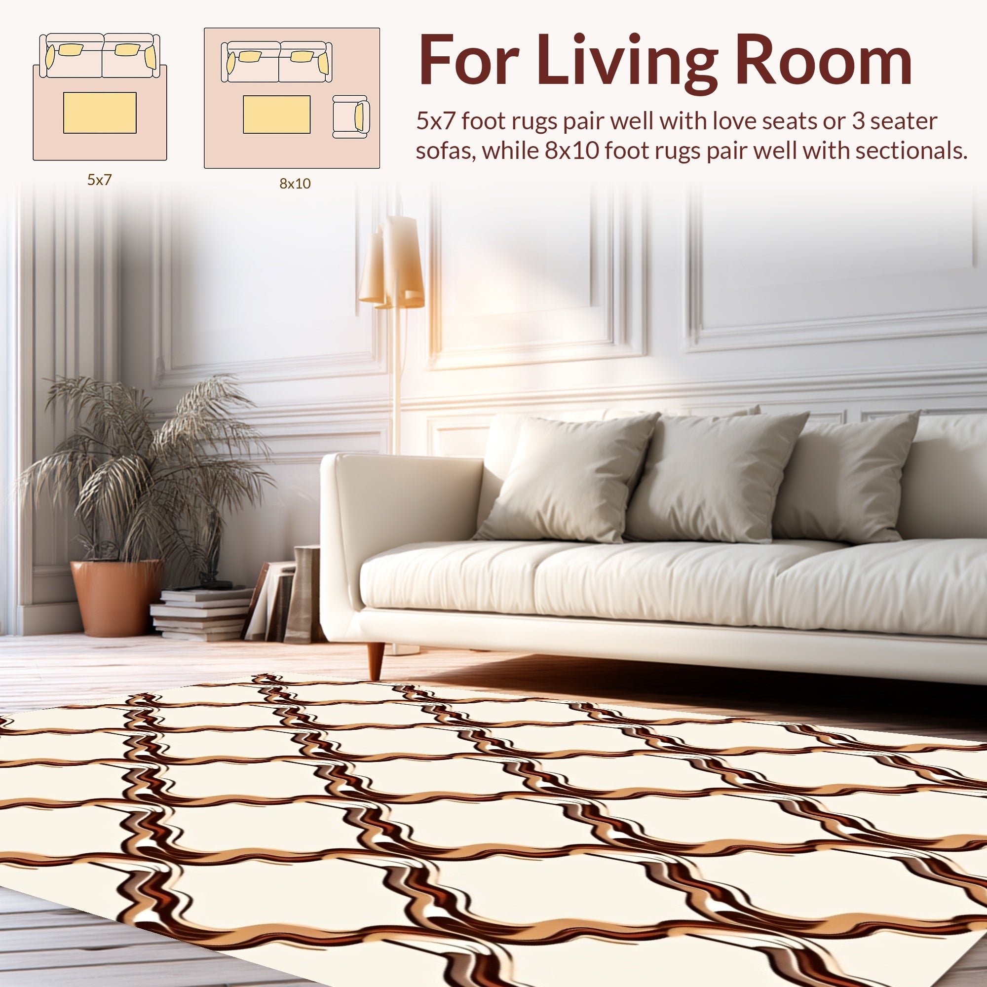 Arabesque Style Warm Tones Pattern Rug