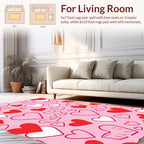 Red White Pink Hearts Pattern Rug