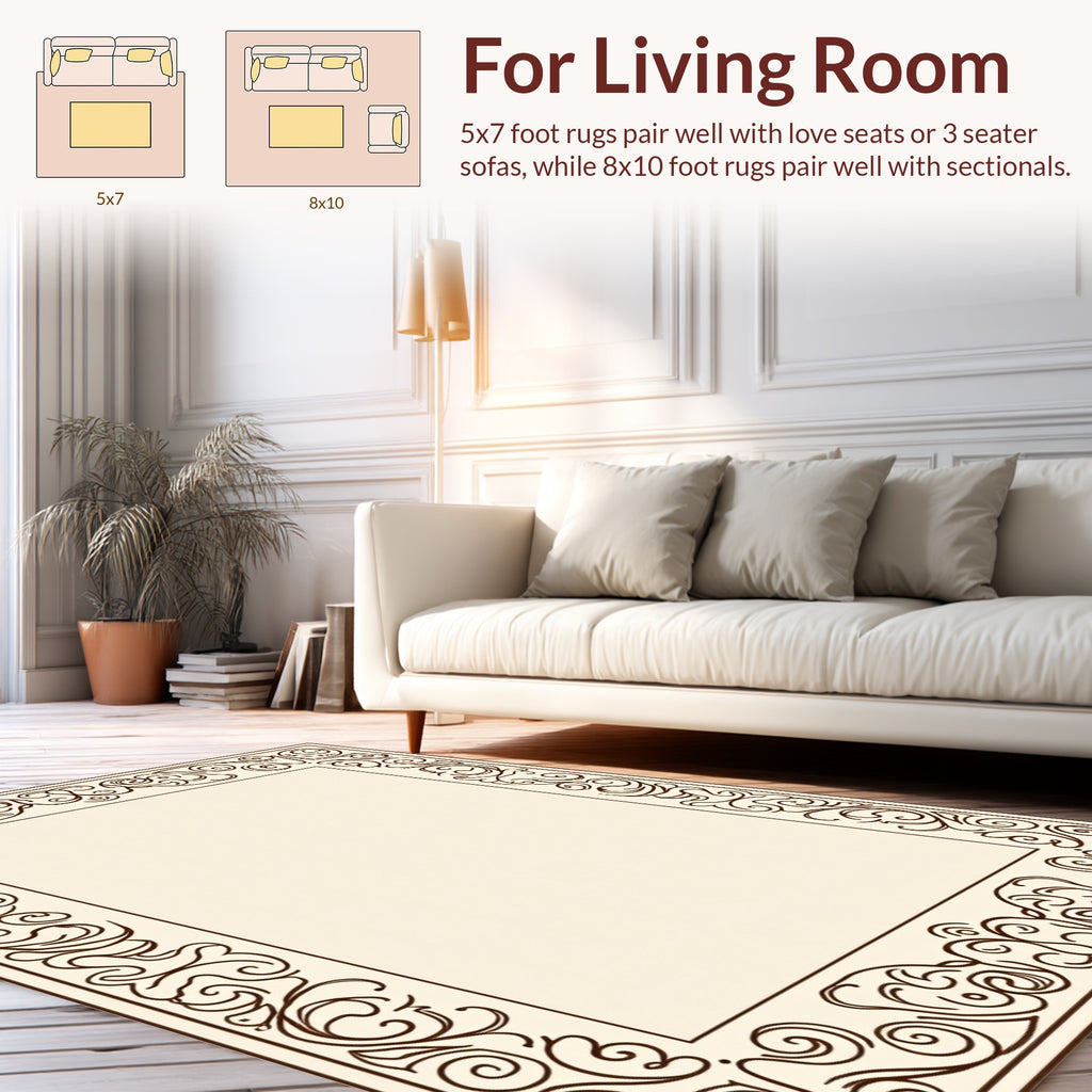 Classic Scrollwork Border Design Rug