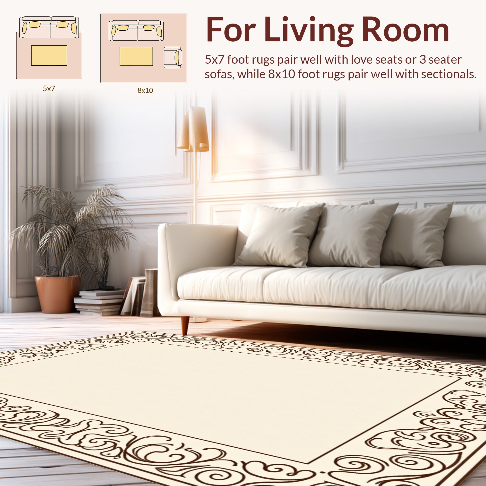 Classic Scrollwork Border Design Rug