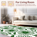 Green Daisy Floral Pattern Rug