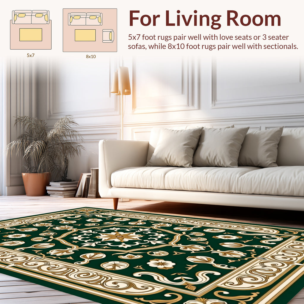 Opulent Floral Crested Geometric Tapestry Rug