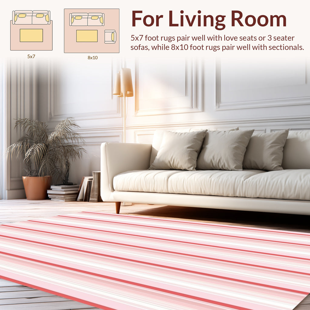 Pink And Red Striped Pattern Rug