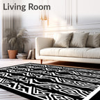 Bold Black White Geometric Pattern Rug