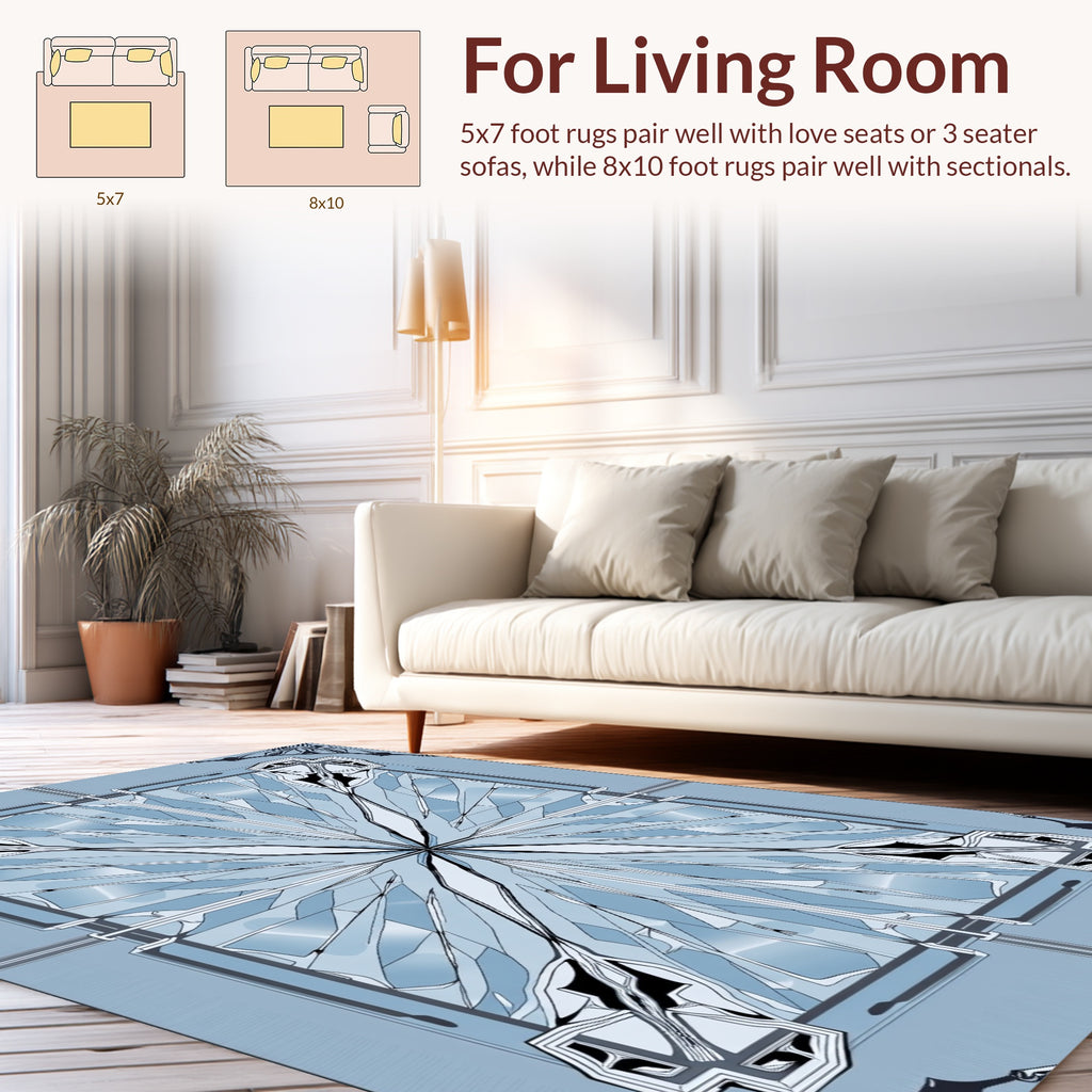Art Deco Inspired Geometric Snowflake Design Rug