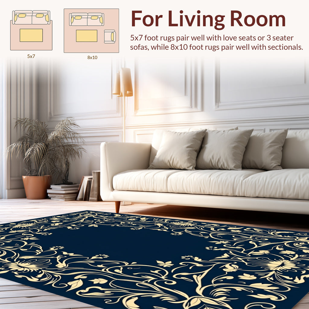 Ornate Floral Scrollwork Textile Design Rug