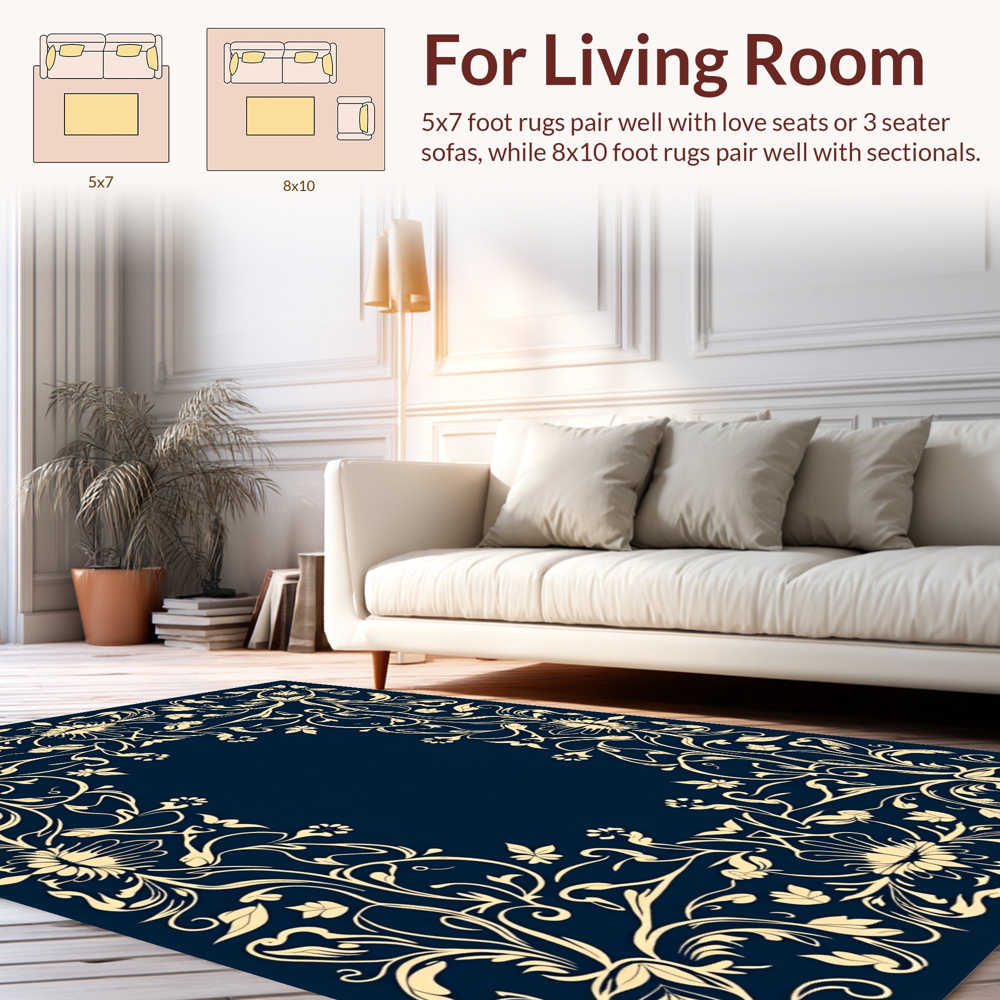 Ornate Floral Scrollwork Textile Design Rug