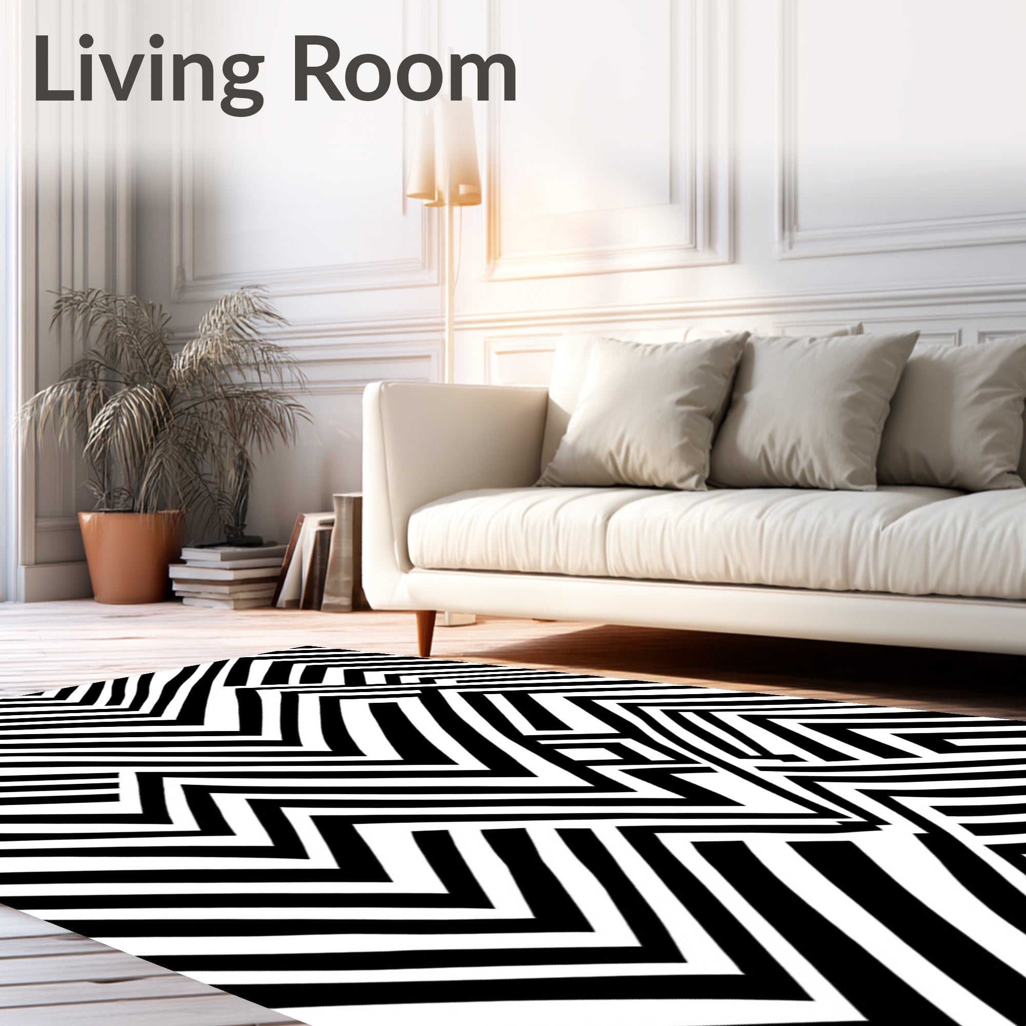 Bold Graphic Lines Patterned Design Rug