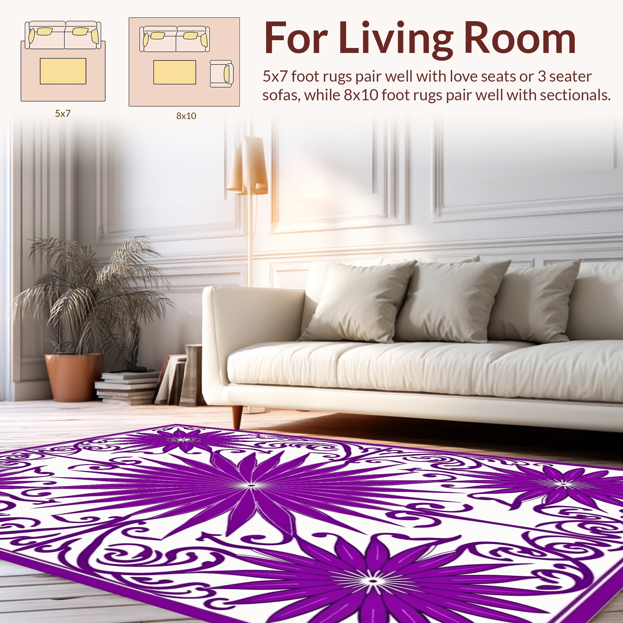 Floral Starburst Scroll Pattern Rug