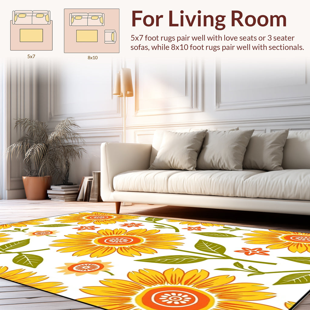 Bold Floral Sunburst Pattern Rug