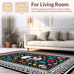 Skulls Floral Pattern Rug