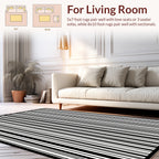 Black White Vertical Stripe Pattern Rug