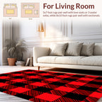 Classic Red Black Checkered Pattern Rug