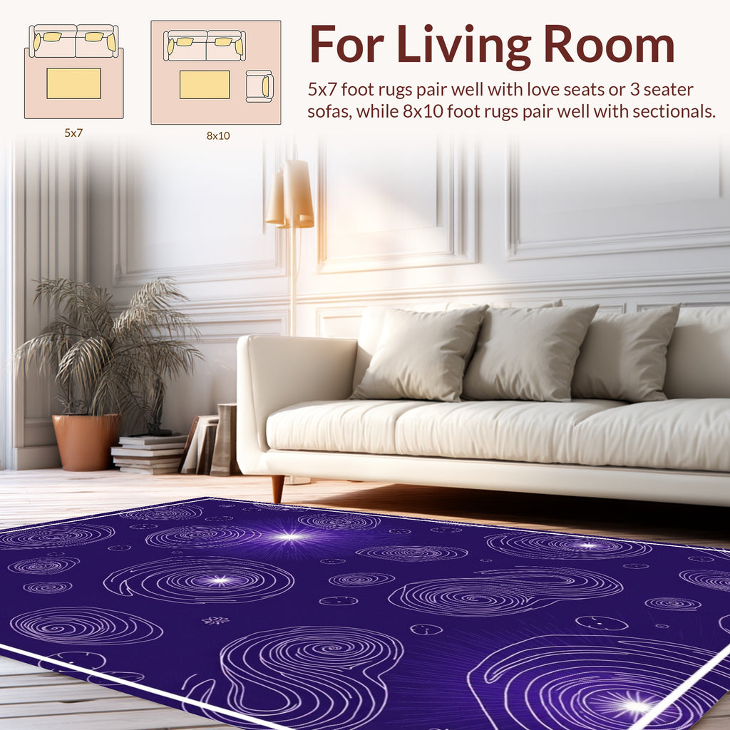 Cosmic Swirls Abstract Line Art Rug
