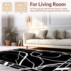Abstract Black White Line Pattern Rug