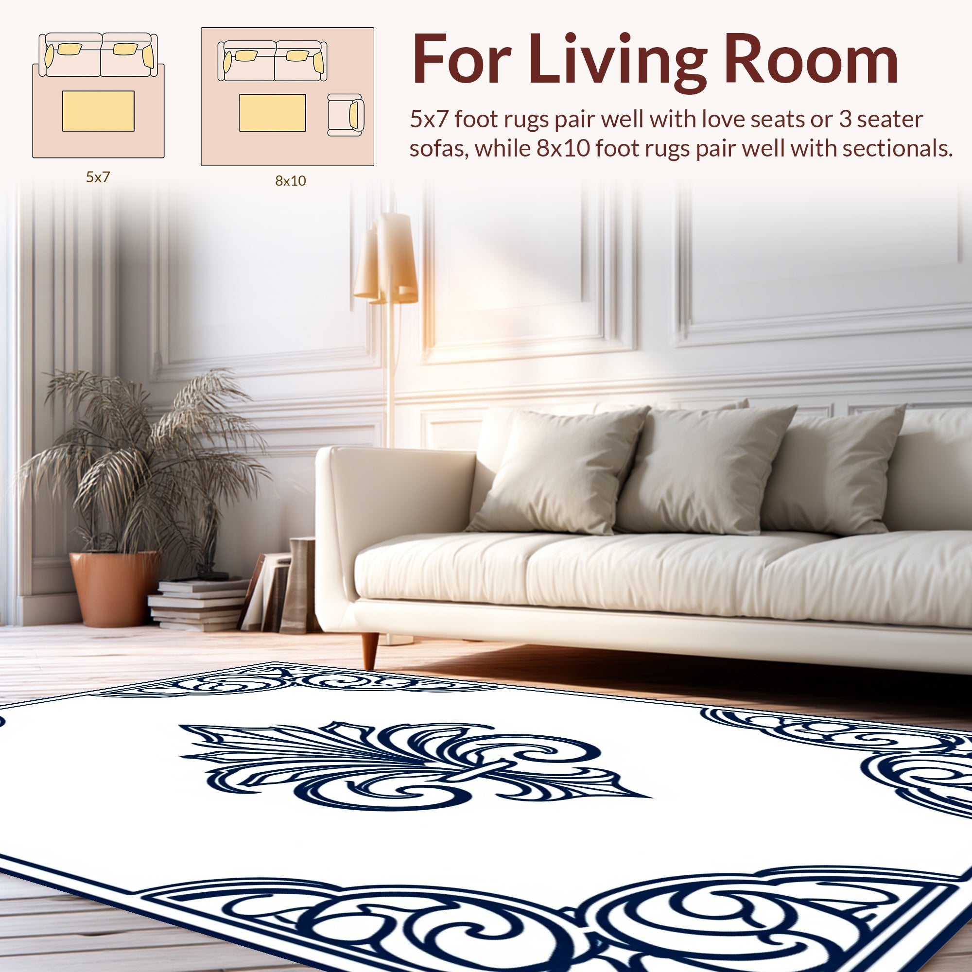 Elegant Paisley Floral Corner Design Rug