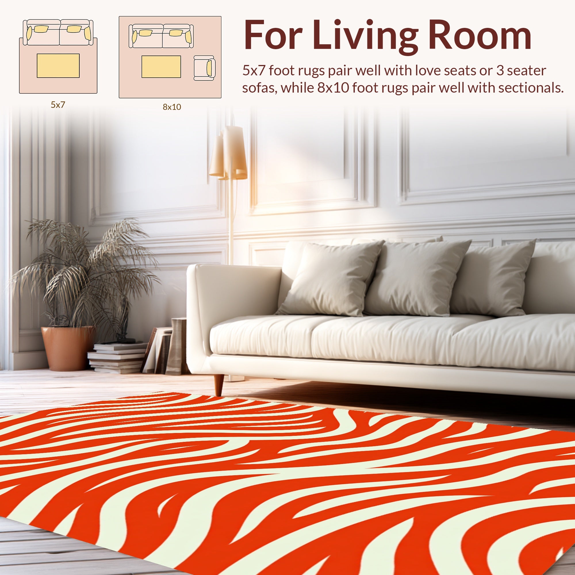 Abstract Orange White Flow Rug