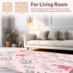 Cute Pink Bunny Floral Pattern Rug