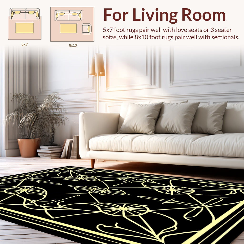 Golden Dragonfly Fan Pattern Rug