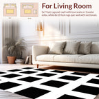 Bold Black White Grid Pattern Rug