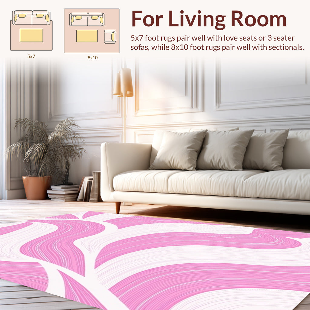 Modern Pink Swirls Pattern Rug