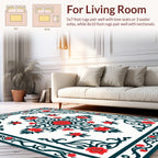 Red Floral Scrollwork Inlay Design Rug