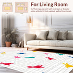 Playful Bunny Pattern Grid Design Rug