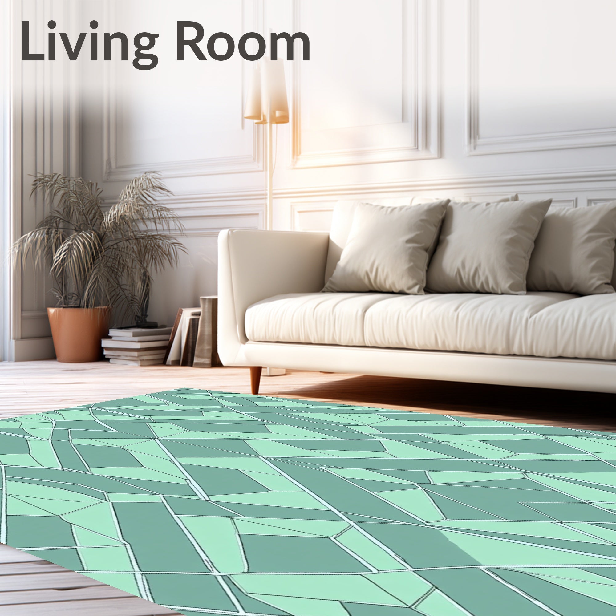 Mint Geometric Linear Pattern Rug